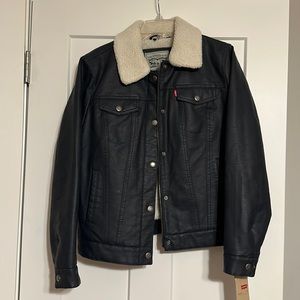 BNWT faux leather exterior Sherpa lined jacket LEVIS
